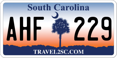 SC license plate AHF229
