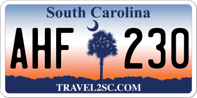 SC license plate AHF230