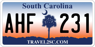 SC license plate AHF231