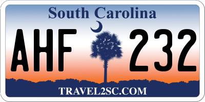 SC license plate AHF232