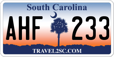 SC license plate AHF233