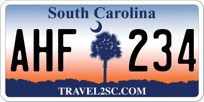 SC license plate AHF234