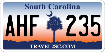 SC license plate AHF235