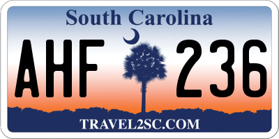 SC license plate AHF236