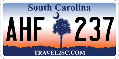 SC license plate AHF237