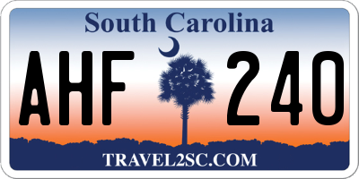 SC license plate AHF240