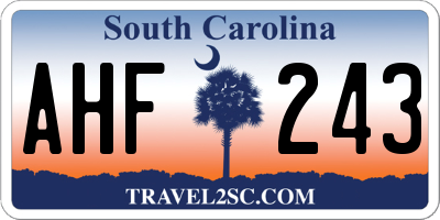 SC license plate AHF243