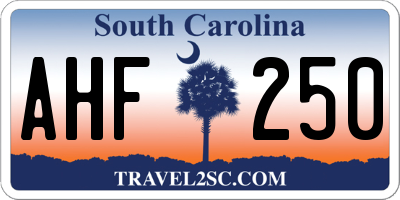 SC license plate AHF250