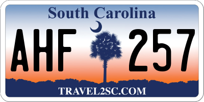 SC license plate AHF257