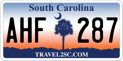 SC license plate AHF287
