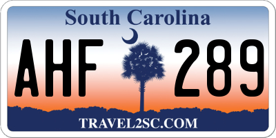 SC license plate AHF289