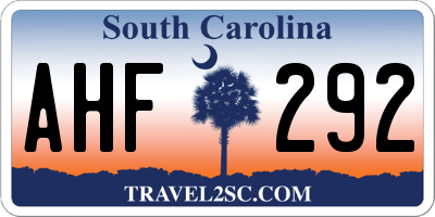 SC license plate AHF292