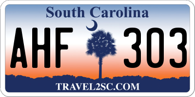 SC license plate AHF303