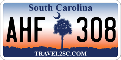 SC license plate AHF308