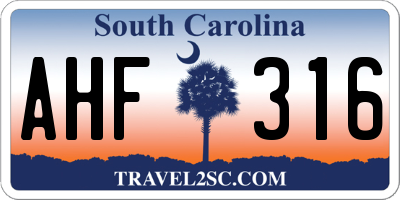 SC license plate AHF316