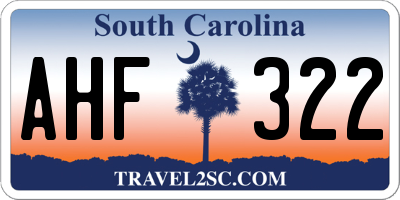 SC license plate AHF322