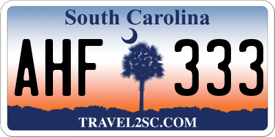 SC license plate AHF333