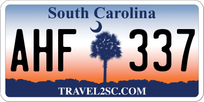 SC license plate AHF337