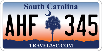 SC license plate AHF345