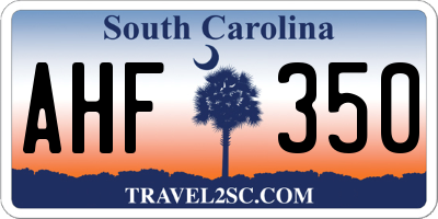 SC license plate AHF350