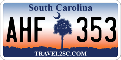 SC license plate AHF353