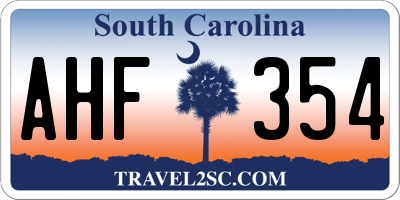 SC license plate AHF354