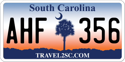 SC license plate AHF356
