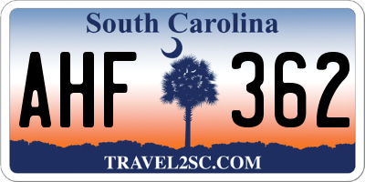SC license plate AHF362