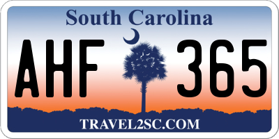 SC license plate AHF365