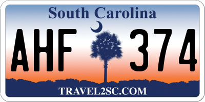 SC license plate AHF374