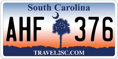 SC license plate AHF376