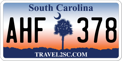 SC license plate AHF378