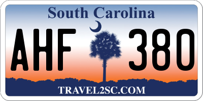 SC license plate AHF380