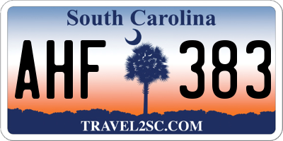 SC license plate AHF383