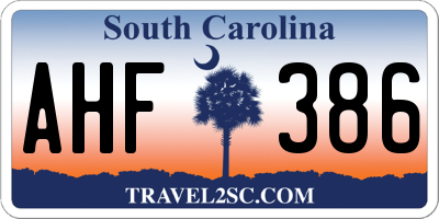 SC license plate AHF386