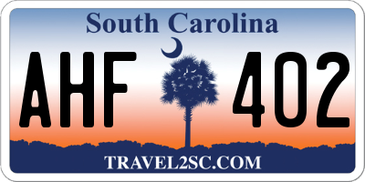 SC license plate AHF402