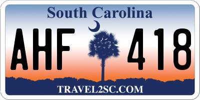 SC license plate AHF418
