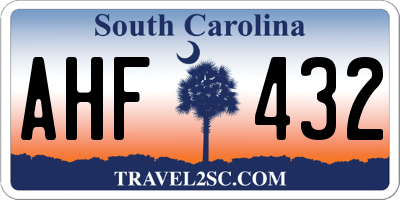 SC license plate AHF432