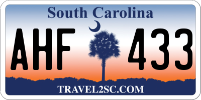 SC license plate AHF433