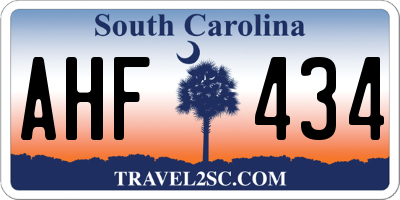 SC license plate AHF434