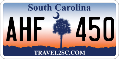 SC license plate AHF450