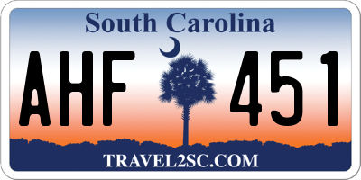 SC license plate AHF451