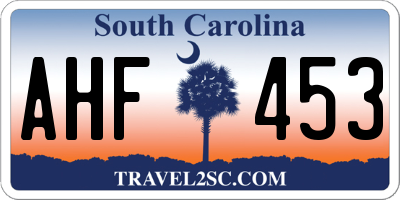 SC license plate AHF453