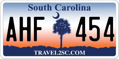SC license plate AHF454