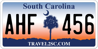 SC license plate AHF456