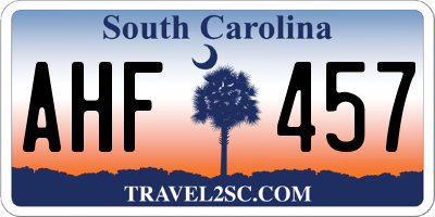 SC license plate AHF457