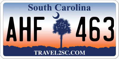 SC license plate AHF463