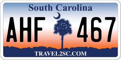 SC license plate AHF467