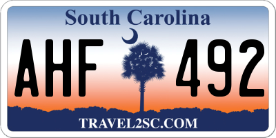SC license plate AHF492