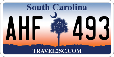 SC license plate AHF493